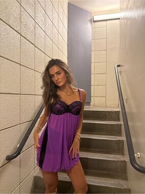 Purple Lace Babydoll Chemise - Women Intimates